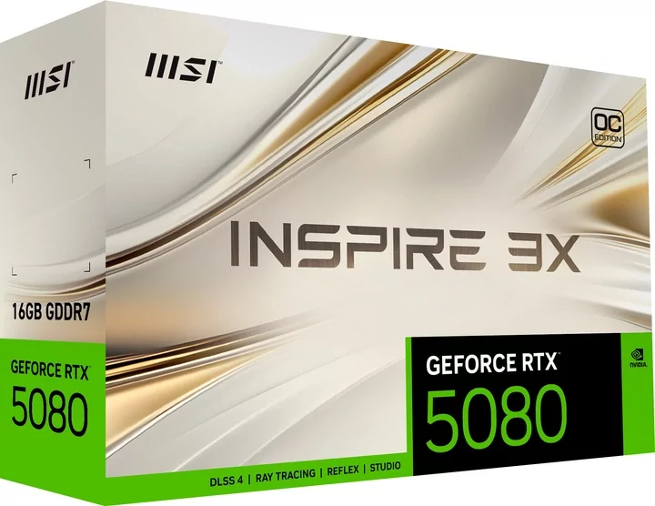 Відеокарта MSI GeForce RTX 5080 16G INSPIRE 3X OC (G5080-16I3C) Open BOX D1043 фото