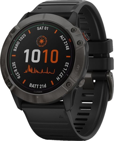 Garmin Fenix 6X Pro Solar Titanium Carbon Grey DLC with Black Band (010-02157-21) E7110 фото