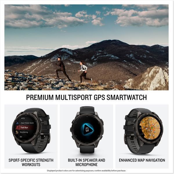 Garmin Fenix 8 43mm AMOLED Sapphire Carbon Gray DLC Tit. w. Black/Pebble Gray S. Band (010-02903-20/21/28) DA1030XT фото