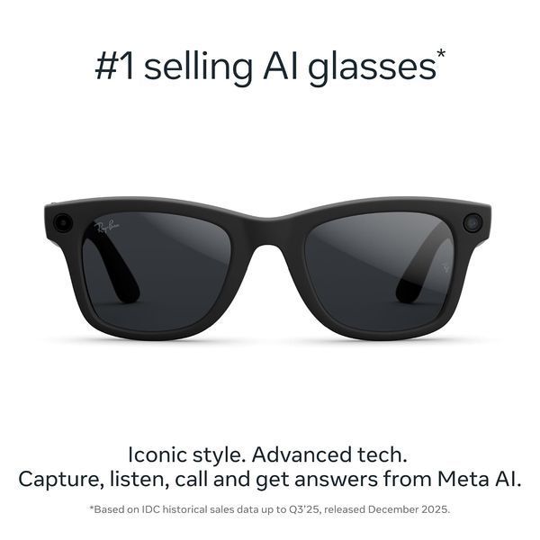 Ray-Ban Meta Wayfarer Gen 2 Large Matte Black Frame/Clear to Grey Transitions Lenses (RW4012 601S1Z 53-22) IT7001 фото