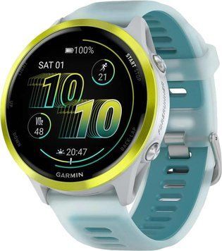 Garmin Forerunner 570 47mm Amp Yellow Aluminum w. Translucent Whitestone/Turquoise Band (010-02971-01) AD2163 фото