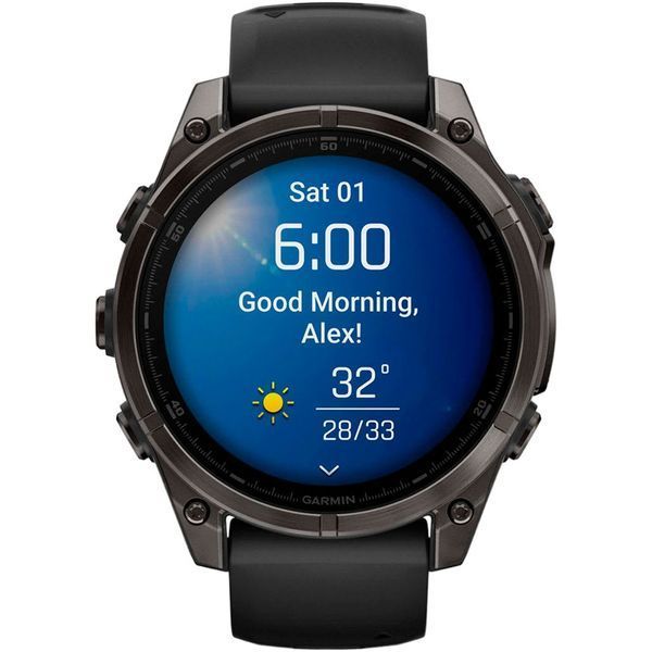 Смарт-годинник Garmin Fenix 8 47mm AMOLED Sapphire Carbon Gray DLC Titanium w. Black/Pebble Gray B. (010-02904-20/21/29) DA2241KR фото