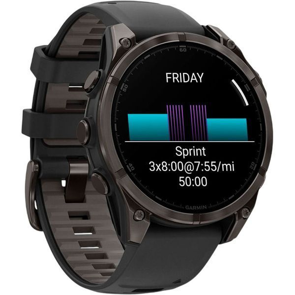 Смарт-годинник Garmin Fenix 8 47mm AMOLED Sapphire Carbon Gray DLC Titanium w. Black/Pebble Gray B. (010-02904-20/21/29) DA2241KR фото