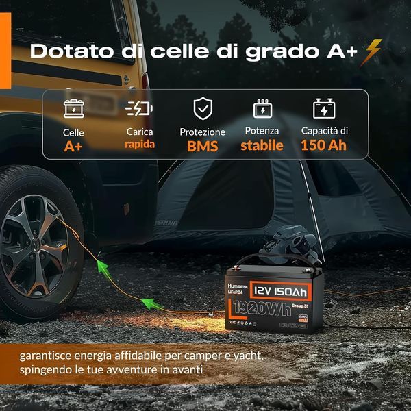 Акумулятор для ДБЖ/інвертора Humsienk LiFePO4 12V 150Ah Bluetooth (HS12V150AH110) SL1555 фото
