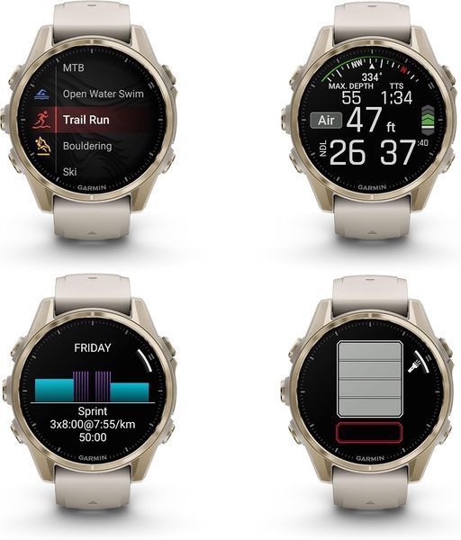 Смарт-годинник Garmin Fenix 8 43mm AMOLED Sapphire Soft Gold w. Fog Gray/Dark Sandstone S. Band (010-02903-10/11/18) PP1451 фото