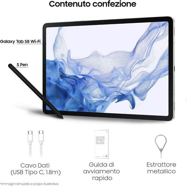Samsung Galaxy Tab S8 11 8/128GB Wi-Fi Silver (SM-X700NZSA) AC3306 фото