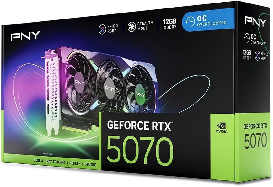 PNY GeForce RTX 5070 ARGB EPIC-X RGB Overclocked Triple Fan (VCG507012TFXXPB1-O) TX101TD фото